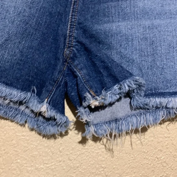 LOFT Jeans Shorts 8 Blue 5-Pocket Fringe Cotton Elastane - Picture 4 of 16